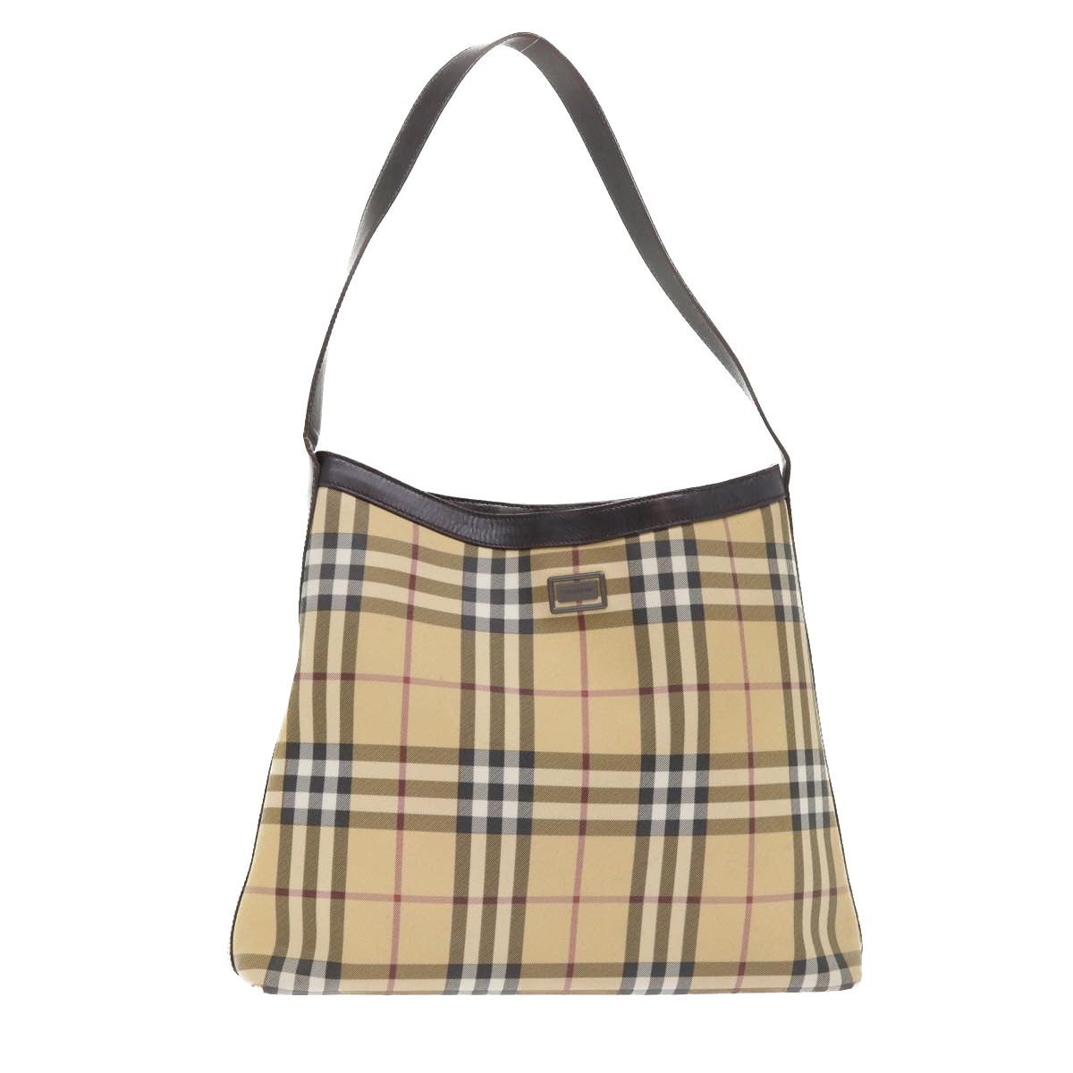 Burberry Nova Check Shoulder Bag Nylon Leather Beige Auth Yk7507